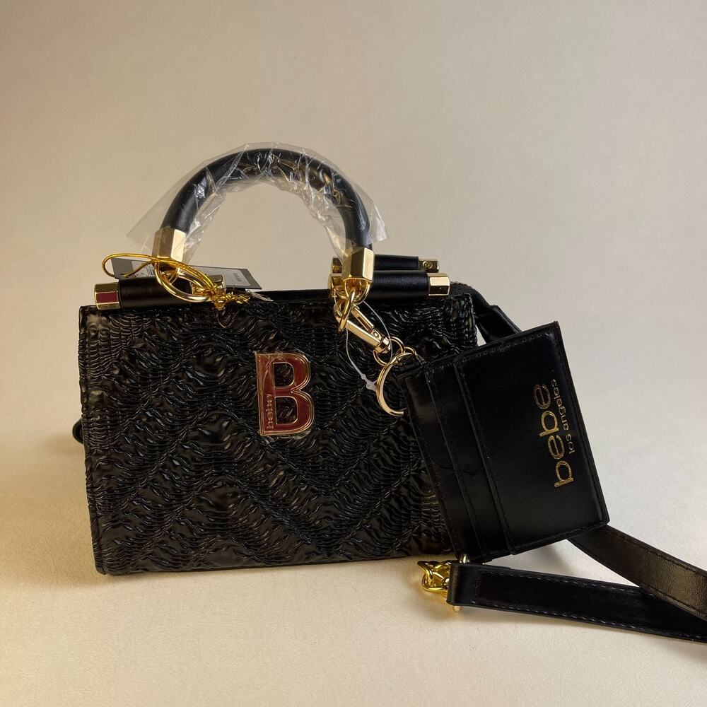 bebe Los Angeles Nola Mini Satchel w/CC Black NWT